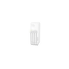 Dudao K6Pro 10000mAh Powerbank - 10W Fast Charge with 4 Cables - Sleek White Design - Ultimate Portability!